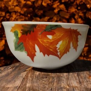 Vtg Greenbrier Royal Norfolk Autumn Leaves Thanksgiving Fall Bowl